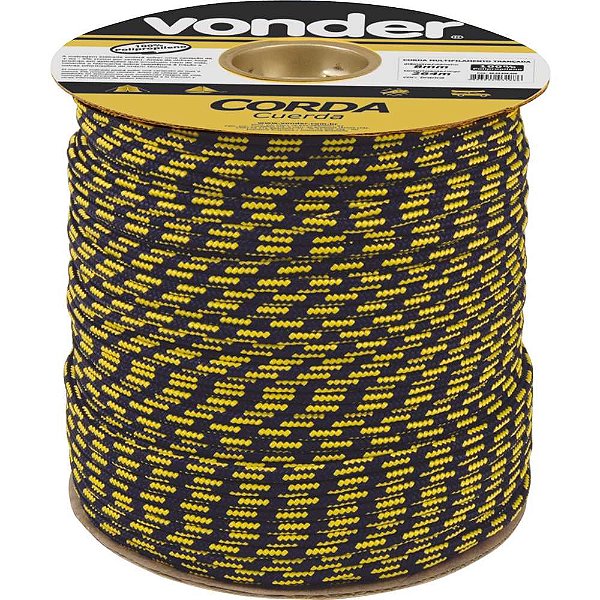 Corda multifilamento trançada 8,0mm x 258m cores diversas VONDER