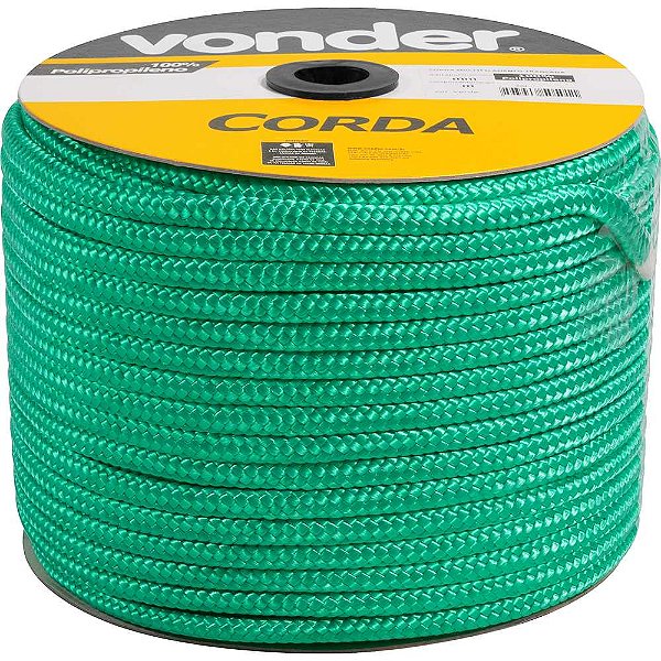 Corda multifilamento trançada 8,0mm x 258m verde em carretel VONDER