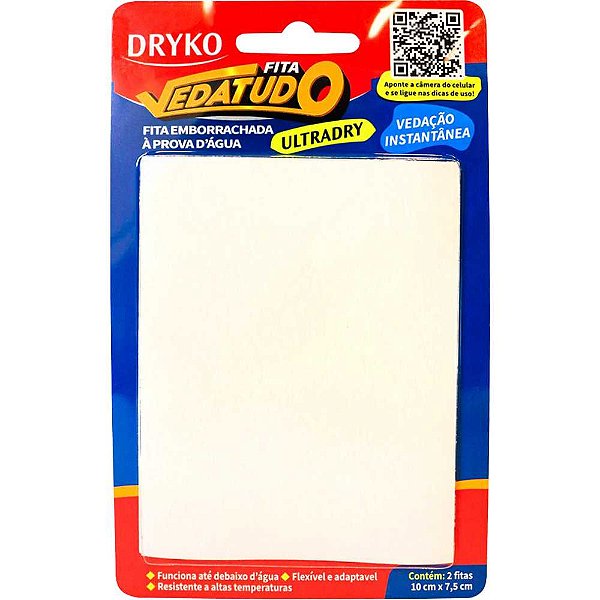 Fita adesiva emborrachada branca 10cm x 7,5cm VEDATUDO ULTRADRY DRYKO
