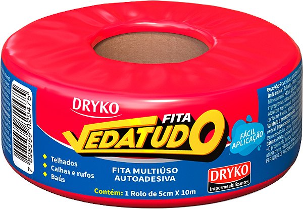 Fita adesiva impermeável com manta asfáltica 5cm x 10m Vedatudo Alumínio DRYKO
