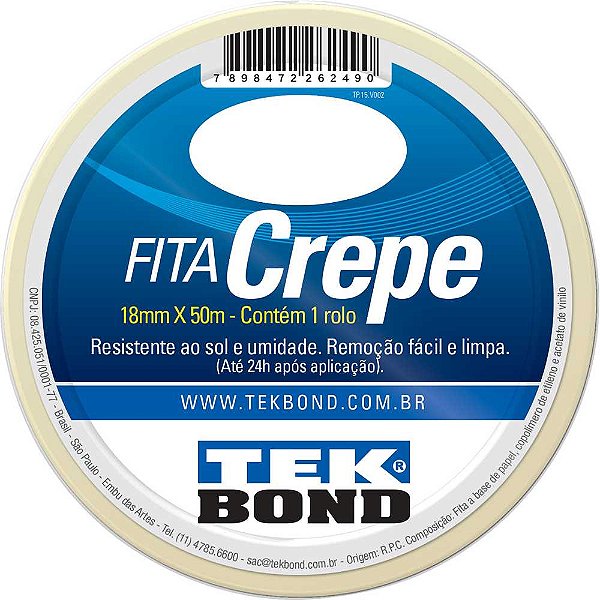 Fita crepe 18mm x 50m creme uso geral 211110185000 TEKBOND