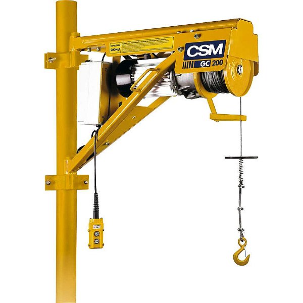 Guincho elétrico de coluna para 200kg sem caçamba com motofreio monofásico 127/220V CSM
