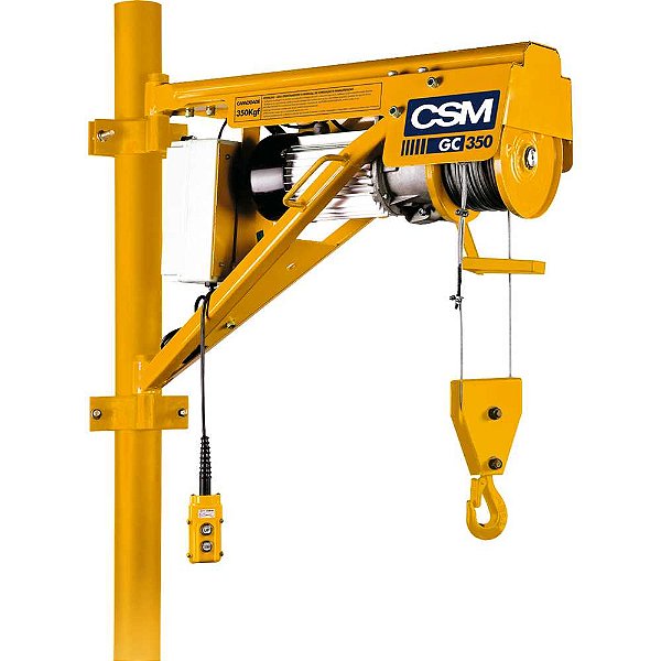 Guincho elétrico de coluna para 350kg sem caçamba com motofreio monofásico 127/220V CSM