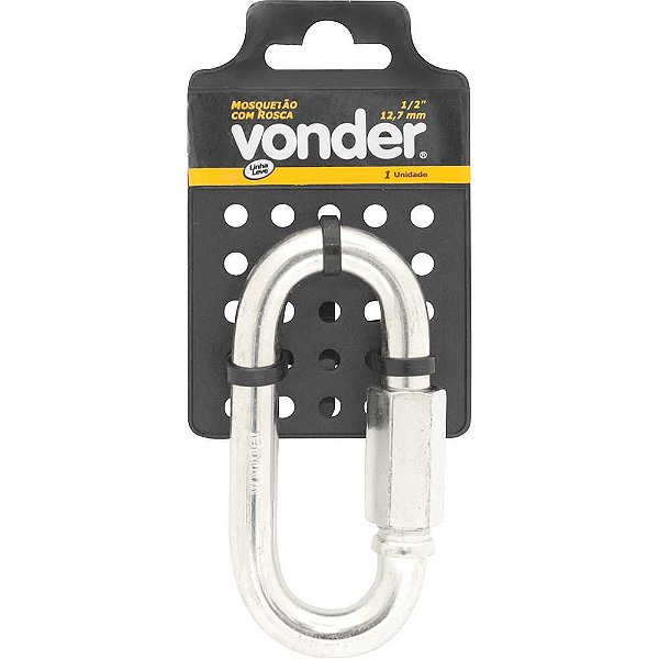 Mosquetão reto com rosca 1/2" cartela com 1 peça VONDER