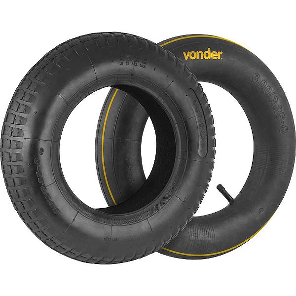 Pneu para carrinho 3,25" x 8" 2 Lonas com câmara VONDER