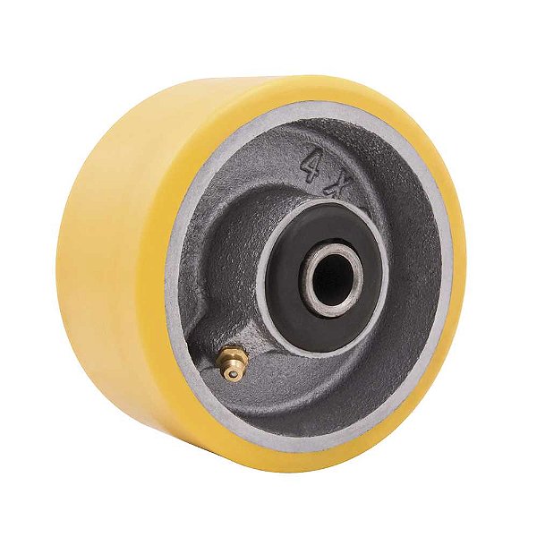 Roda 4" de poliuretano e ferro fundido amarela VONDER