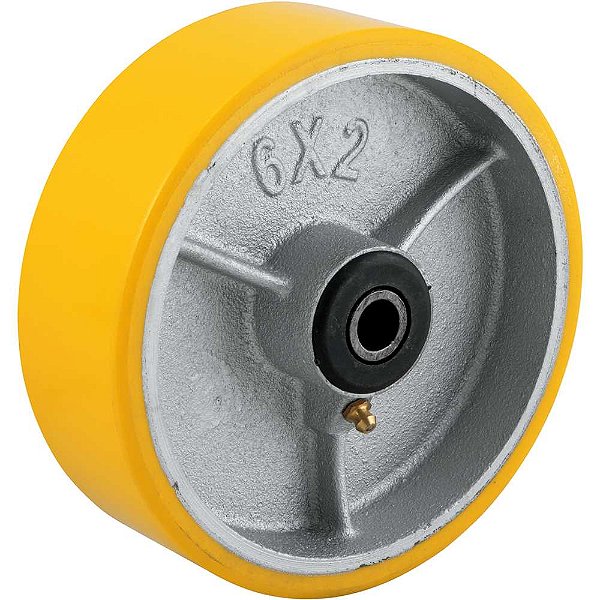 Roda 6" de poliuretano e ferro fundido amarela VONDER