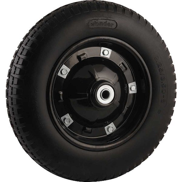 Roda completa com pneu maciço furo de 3/4" VONDER