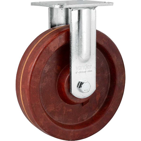 Rodízio fixo industrial 8" de celeron marrom VONDER