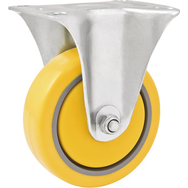 Rodízio fixo industrial leve 5" de poliuretano e PVC amarelo VONDER