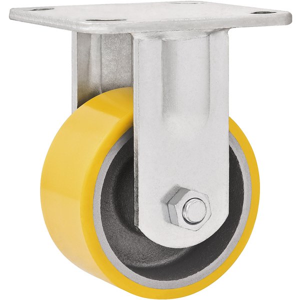 Rodízio fixo industrial leve 6" de poliuretano e ferro fundido amarelo VONDER