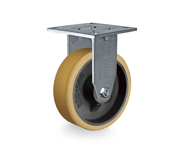 Rodízio fixo industrial leve 8" de poliuretano laranja FMR 82 UFK RODCAR