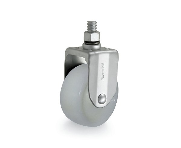 Rodízio fixo leve 3" de nylon branco com rosca FRR 312 N RODCAR