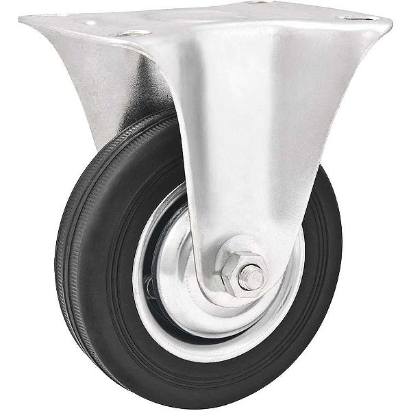 Rodízio fixo leve 4" de borracha preto VONDER