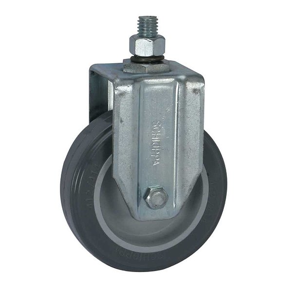 Rodízio fixo leve 4" de resina termoplástica cinza com rosca FLE 412 BP SCHIOPPA
