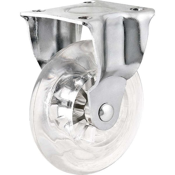 Rodízio fixo leve de poliuretano 1.3/8" transparente NOVE54