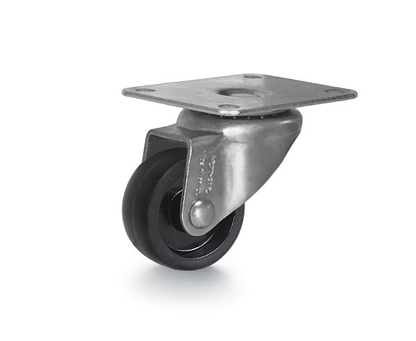 Rodízio giratório 1" de nylon preto GLR 158 N RODCAR