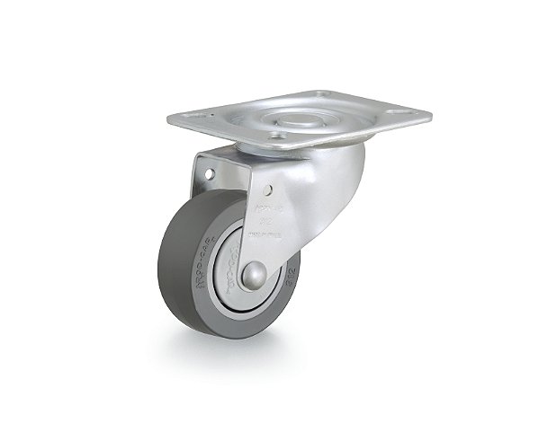 Rodízio giratório 3" de resina termoplástica cinza GLR 312 BPC RODCAR