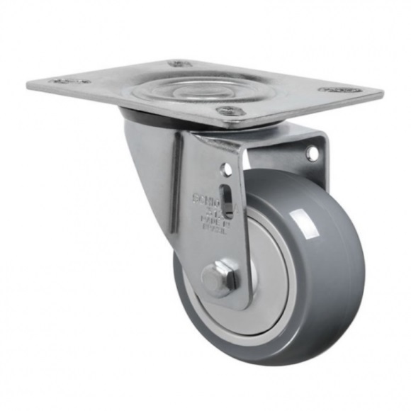 Rodízio giratório 4" de resina termoplástica cinza GL 412 BP SCHIOPPA