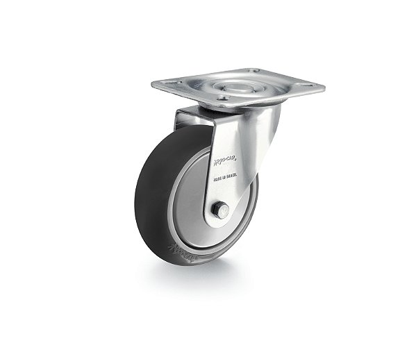 Rodízio giratório 4" de resina termoplástica cinza GLR 412 BPNC RODCAR