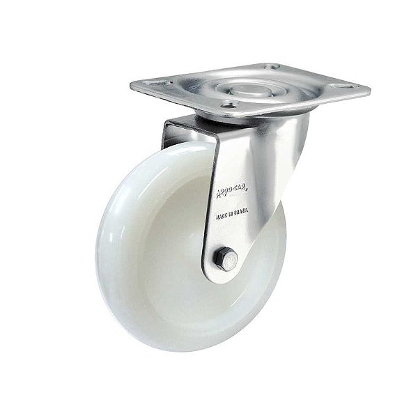 Rodízio giratório 5" de nylon branco GLR 512 N RODCAR