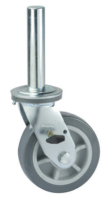 Rodízio giratório 6" de borracha termoplástica cinza com freio GME 62 BPR SCHIOPPA