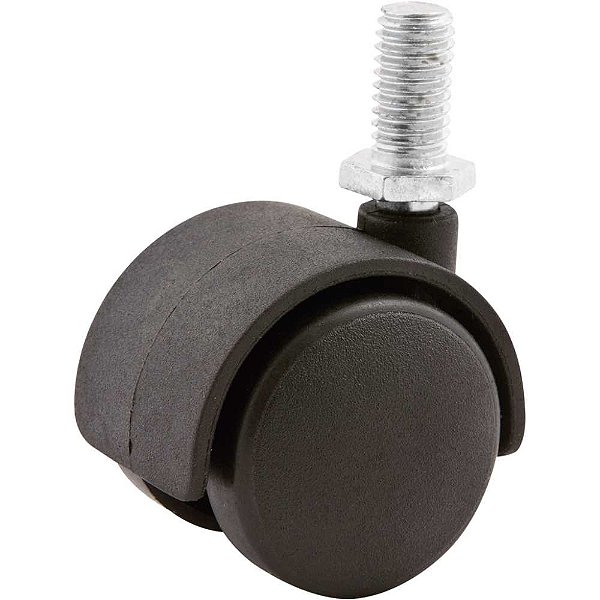 Rodízio giratório duplo leve 1.9/16" de nylon preto com rosca VONDER
