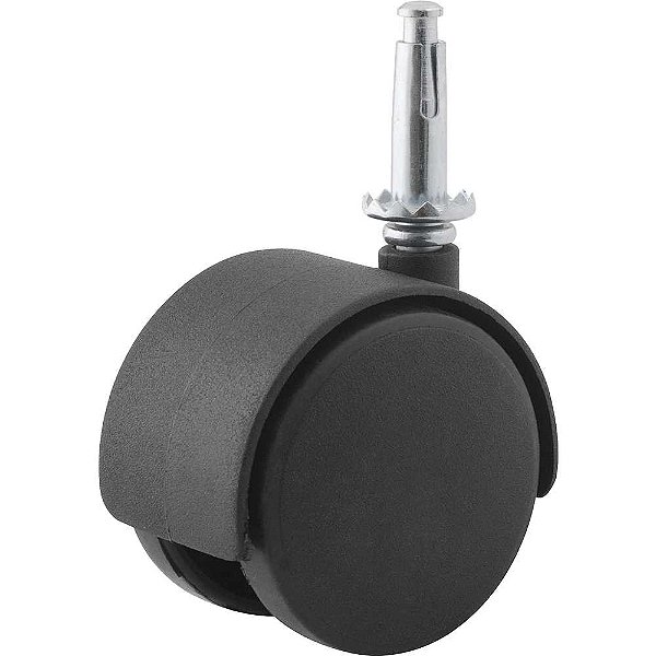 Rodízio giratório duplo leve 2.3/8" de nylon preto com pino VONDER