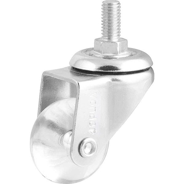 Rodízio giratório leve 1.3/8" de poliuretano transparente com pino VONDER