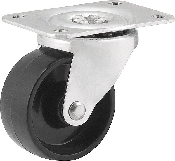 Rodízio giratório leve 1.9/16" de nylon preto VONDER