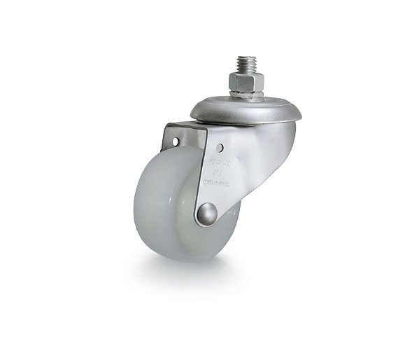 Rodízio giratório leve 3" de nylon branco com rosca GRR 312 N RODCAR