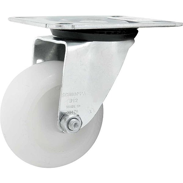 Rodízio giratório leve 3" de nylon branco GL 312 NT SCHIOPPA
