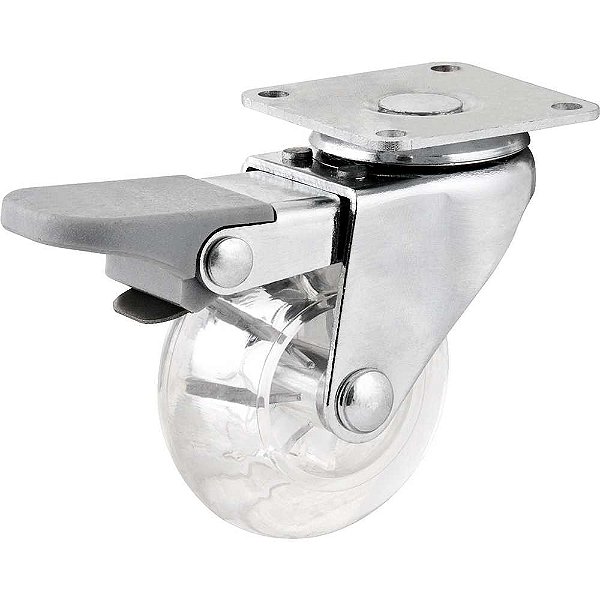 Rodízio giratório leve de poliuretano 1.3/8" com freio transparente NOVE54