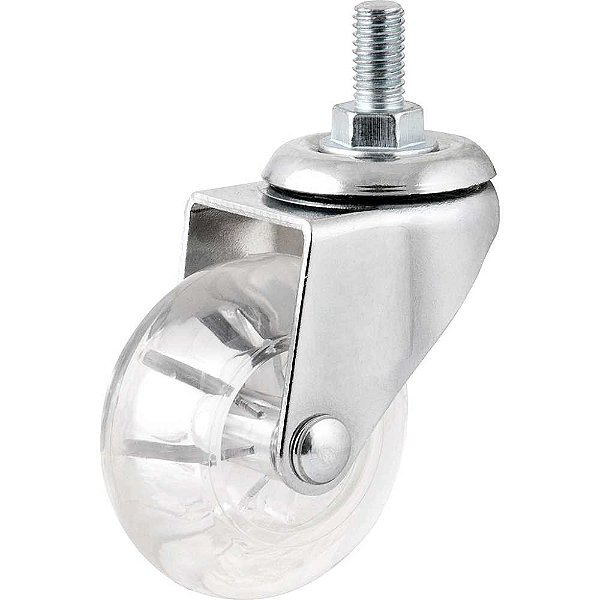 Rodízio giratório leve de poliuretano 1.3/8" com pino transparente NOVE54