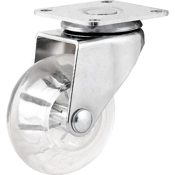 Rodízio giratório leve de poliuretano 1.3/8" transparente NOVE54