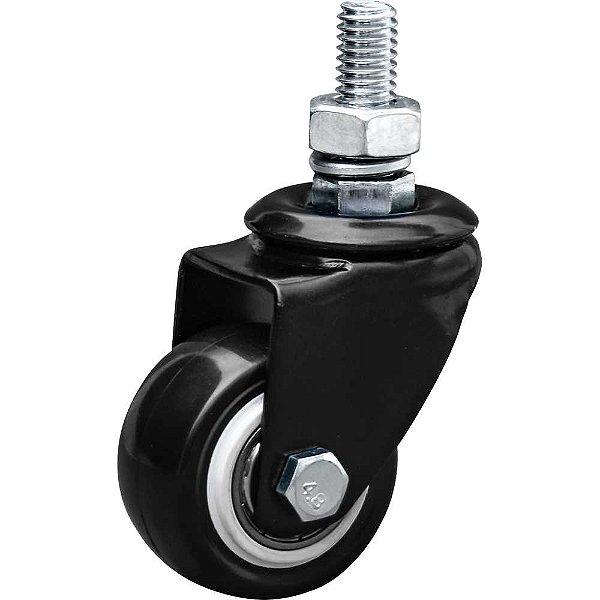 Rodízio giratório leve série black base espiga 1.5/8" roda preta 30 kgf COLSON