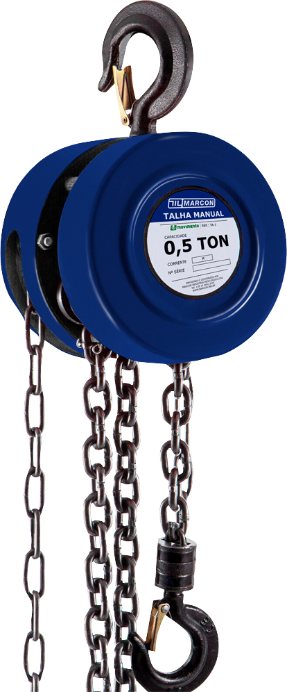 Talha manual 0,5 tonelada (0,5 tf) elevação 3m de corrente TA-1 MARCON