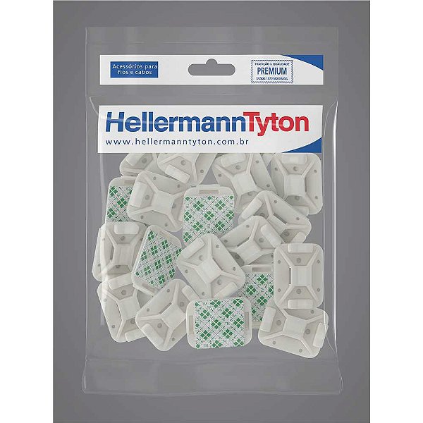 Fixador auto adesivo 32mm x 25mm para abraçadeira de nylon T18 a T120 LKCS/A HELLERMANN