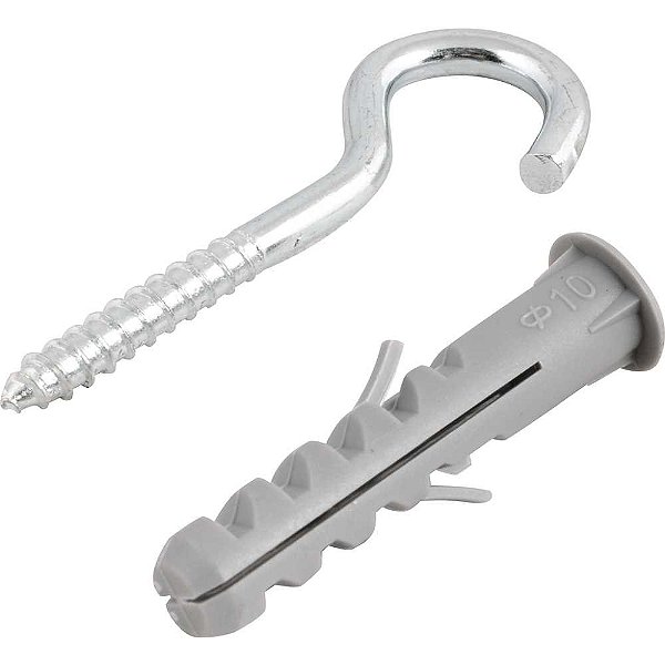 Gancho 4,8mm x 67,0mm e bucha plástica com anel 10,0mm VONDER
