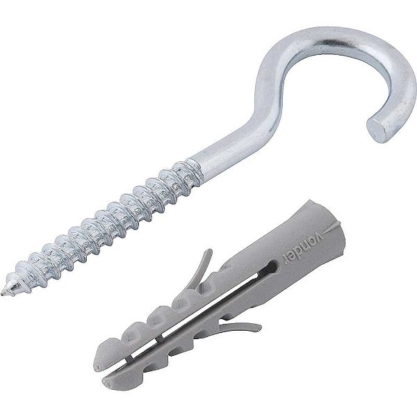 Gancho 5,5mm x 70,0mm com bucha de nylon 8mm G-8 VONDER