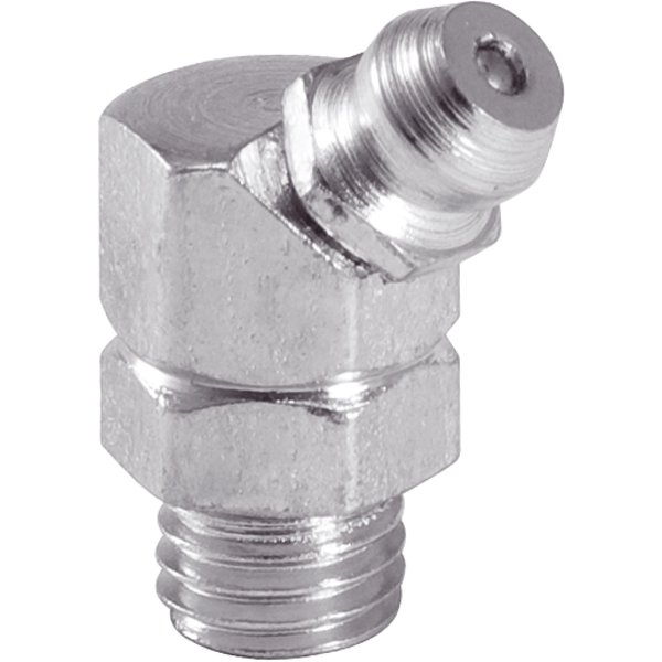 Graxeira curva 3/8" BSP 45° rosca 1/8" gás VONDER