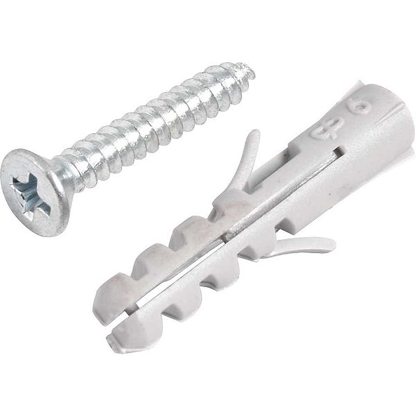 Parafuso autoatarraxante 3,9mm x 25,0mm cabeça chata phillips com bucha 6mm VONDER
