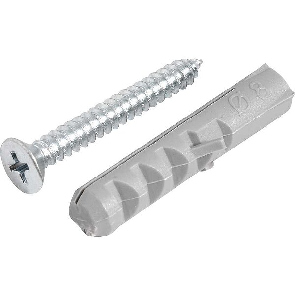 Parafuso autoatarraxante 4,8mm x 38,0mm cabeça chata phillips com bucha 8mm VONDER