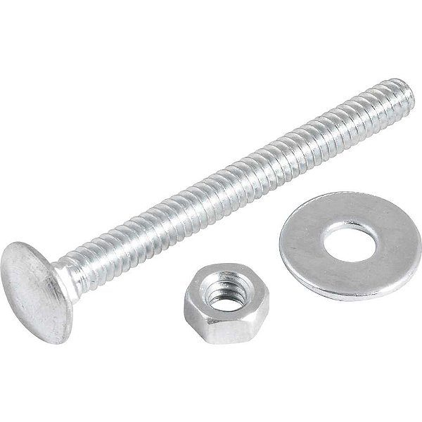 Parafuso francês zincado 3/16" x 2" com porca e arruela cartela com 4 conjuntos VONDER