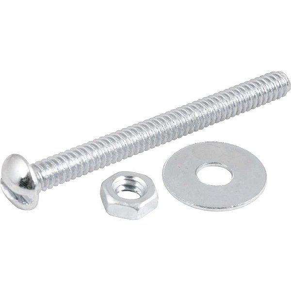 Parafuso máquina cabeça redonda 3/16" x 2" BSW com porca e arruela lisa VONDER