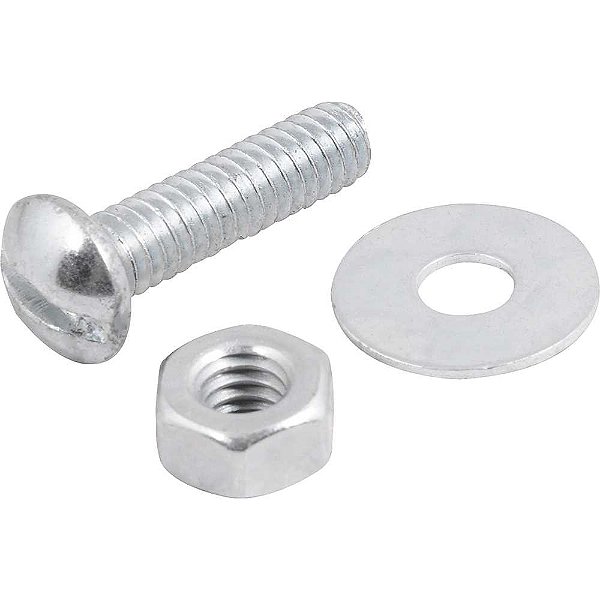 Parafuso máquina zincado cabeça redonda 1/4" x 1" com porca e arruela lisa VONDER