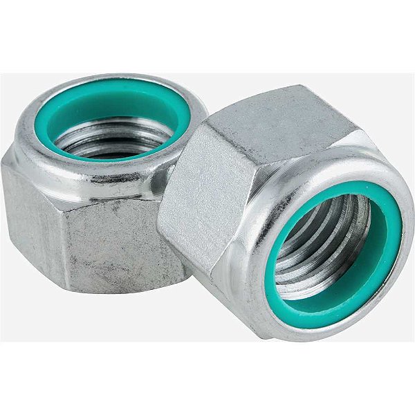 Porca autotravante sextavada 1.1/8" UNC alta zincada pacote com 25 peças VONDER