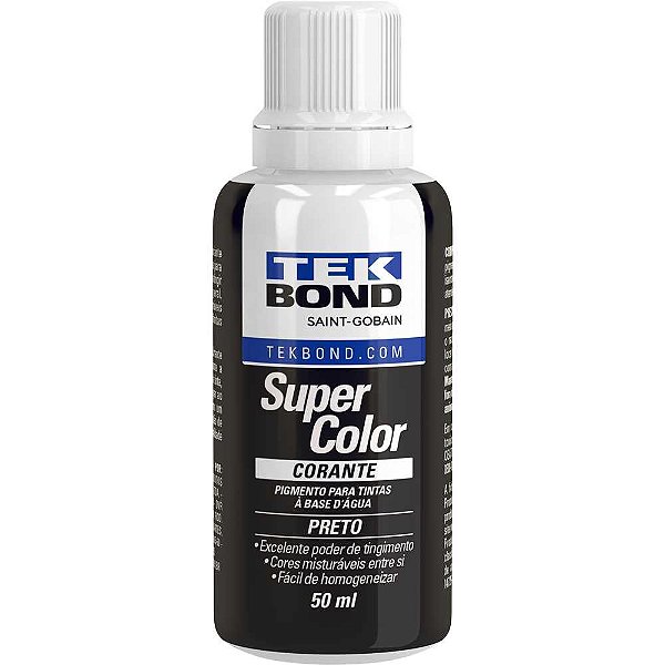 Corante líquido para tinta a base d'água preto 50ml TEKBOND