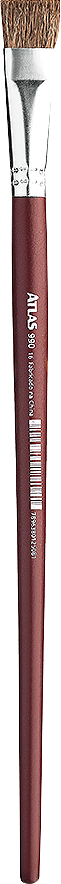 Pincel achatado nº4 cerda macias e cabo de madeira para letrista e artesanato 990/4 ATLAS