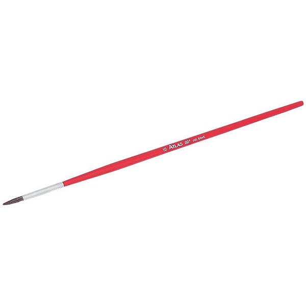 Pincel redondo nº0 cerdas pretas e cabo vermelho 991/0 ATLAS